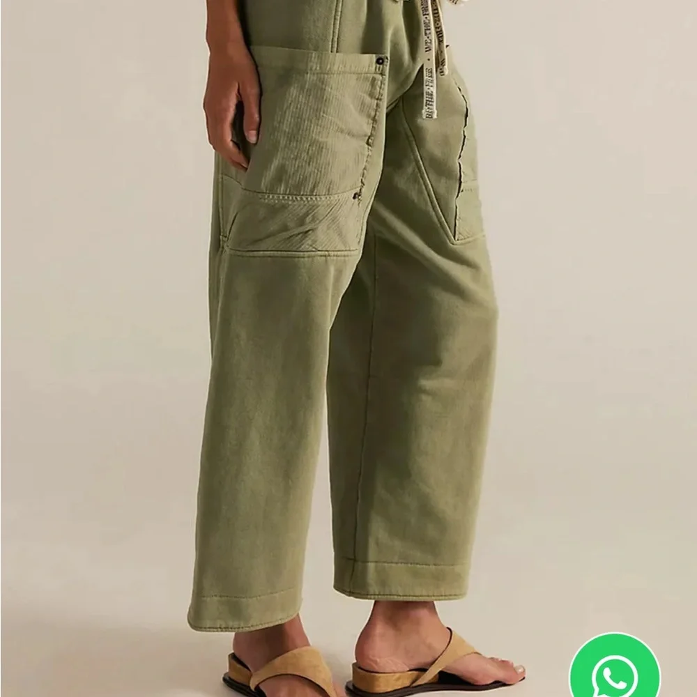 Olive Green Women's Cropped Utility Pants - Picture 1 of 1
